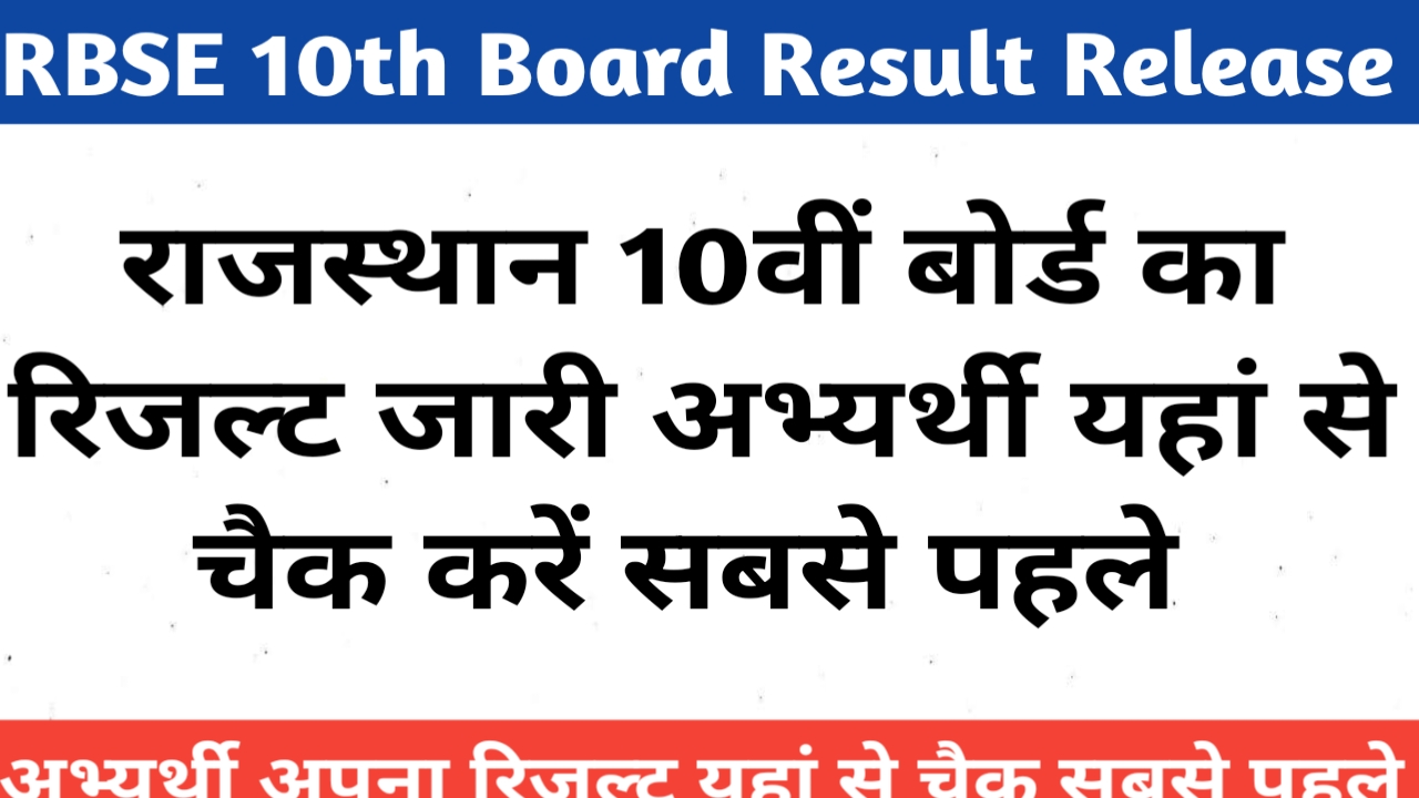 RBSE 10th Board Result Release 2025